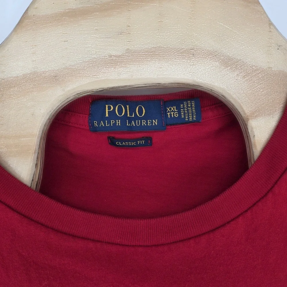 Polo Ralph Lauren T-Shirt Mens XXL Red Polo USA Flag Graphic Short Sleeve Crew